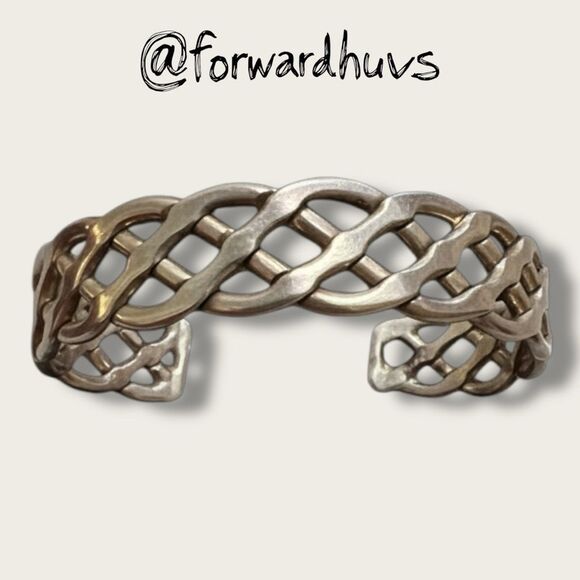 Sterling Silver Braided Cuff Bracelet – 30.07g – Sculptural Weave – Artisan Craf - Picture 5 of 7